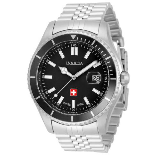 Invicta Men`s Pro Diver Swiss Quartz 100m Black Dial Stainless Steel Watch 33437