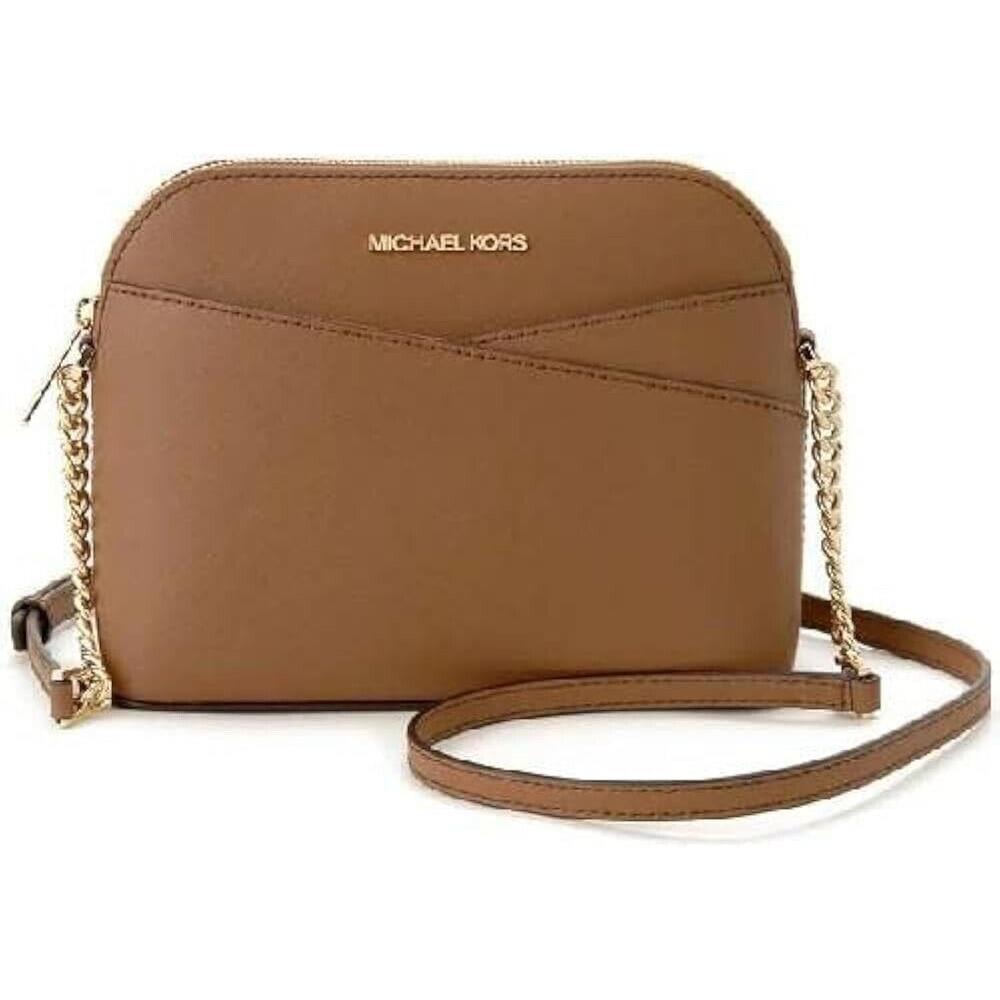 Michael Kors Jet Set Travel Crossbody Leather Handbag Luggage Brown - Exterior: Brown