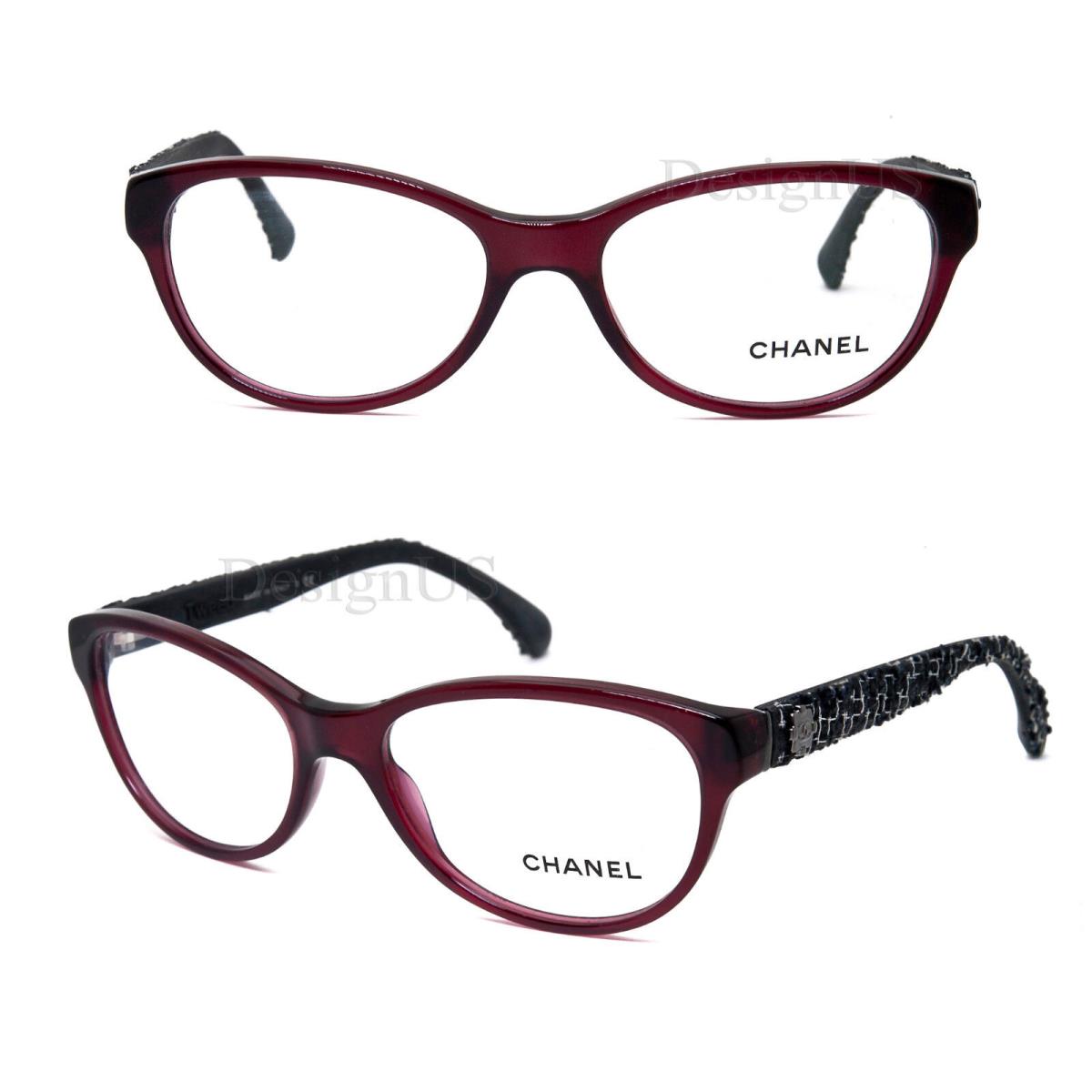 Chanel 3243 c.539 Tweed Bordeaux Size 54/16/135 Eyeglasses Made Italy