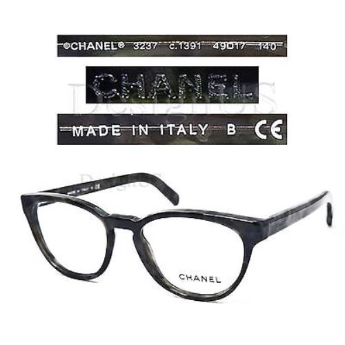 Chanel 3237 c.1391 Gray Green Marble 49/17/140 Eyeglasses Made in Italy