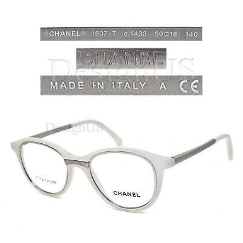 Chanel 1507-T c.1433 White Titanium 50/18/140 Eyeglasses Made in Italy