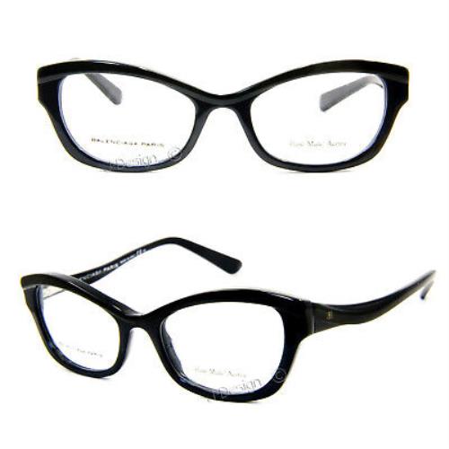 Balenciaga Paris BAL0089 Uhn Cat Eye Black 51/19/140 Eyeglasses - Italy - UHN (Black) Frame, Clear Lens