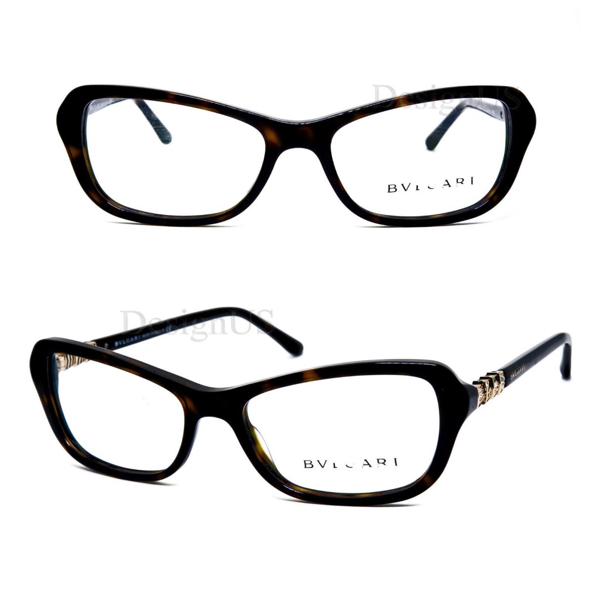 Bvlgari 4096-B 504 Crystal Dark Tortoise 52/16/140 Eyeglasses Made Italy