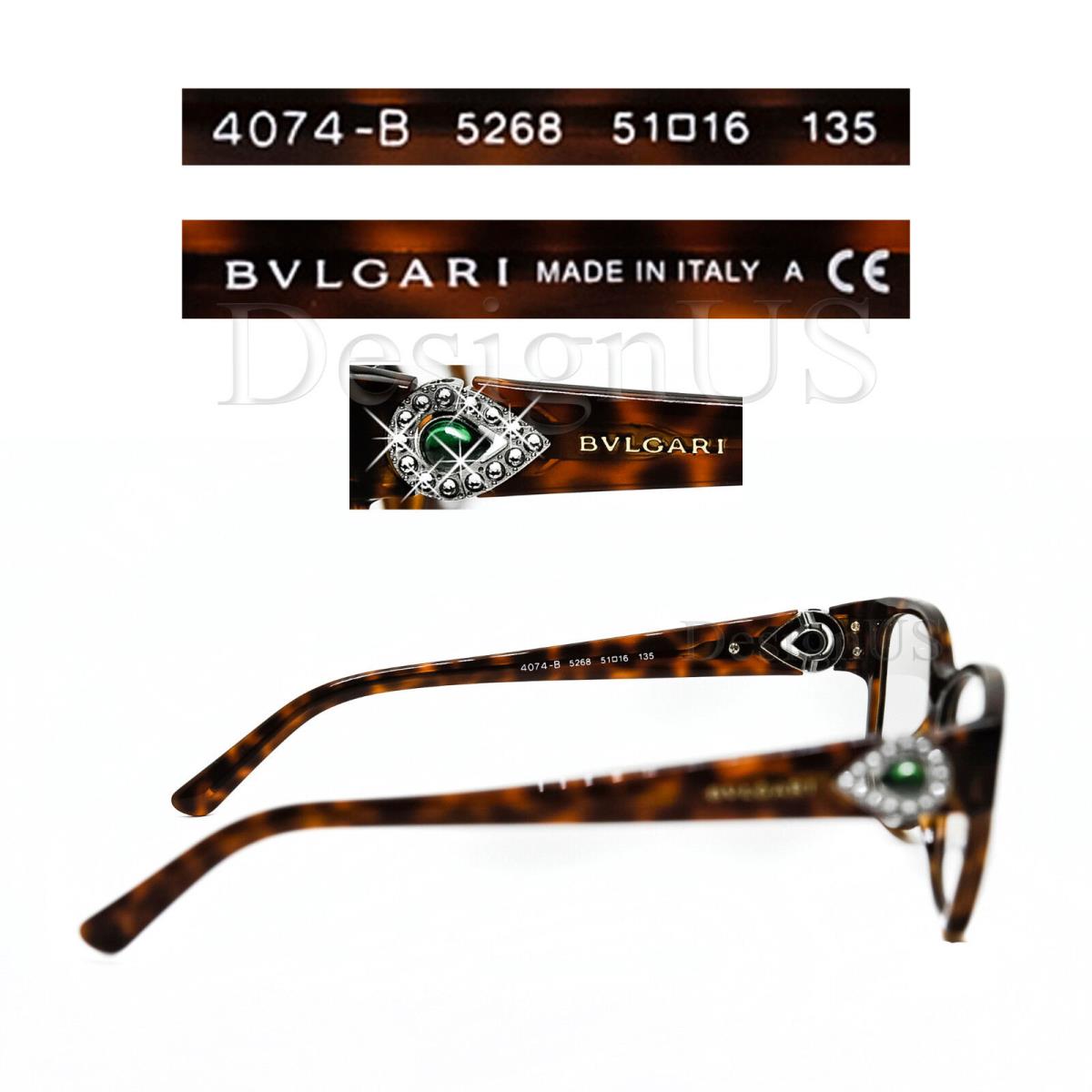 Bvlgari 4074-B 5268 Stone Crystal Eyeglasses - Made in Italy