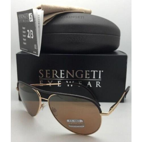 Serengeti Photochromic Polarized Sunglasses Cararra Leather 8549 Gold-brown