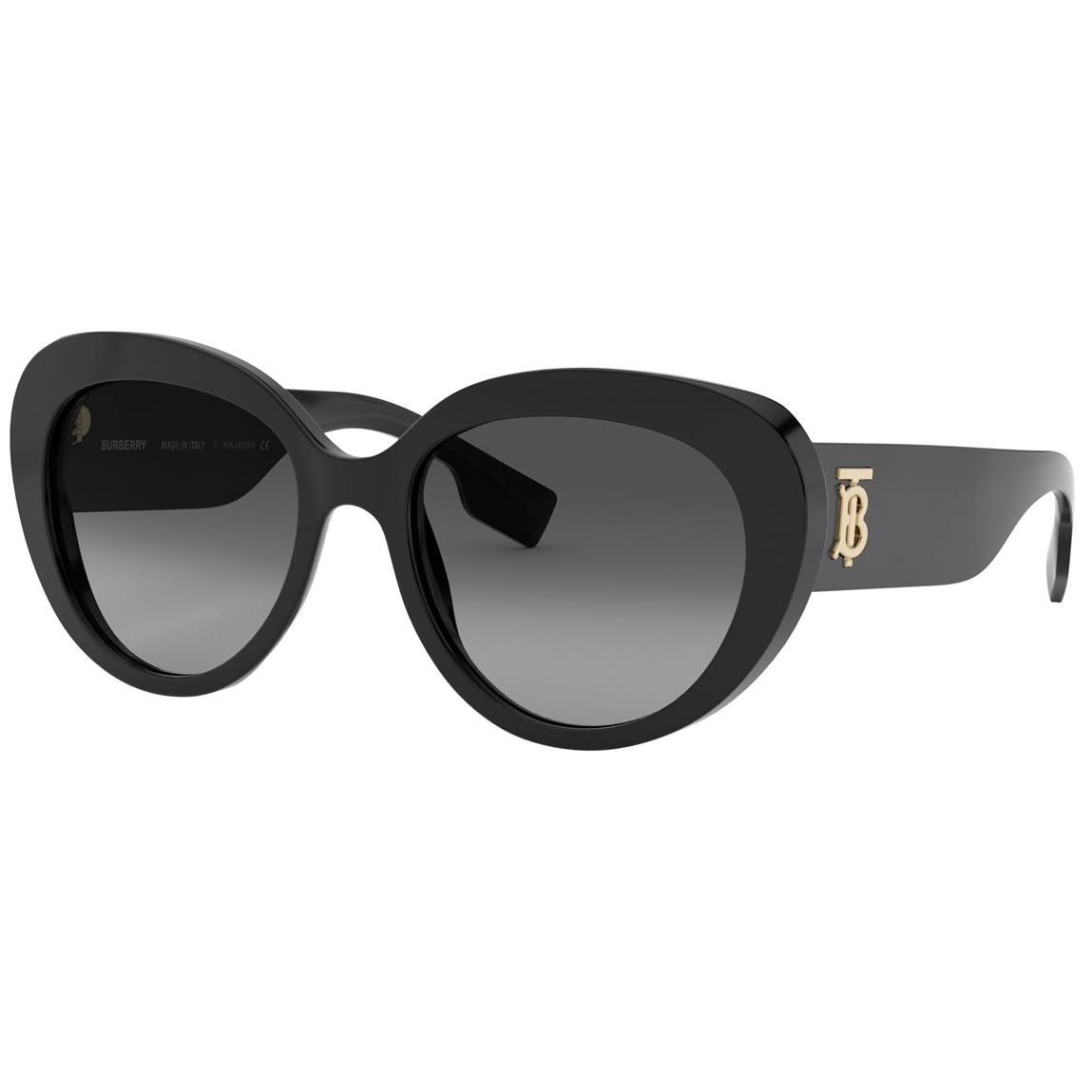 Burberry BE4298 3001T3 Black/grey Gradient Cat Eye Women`s Sunglasses - Frame: Black, Lens: Grey