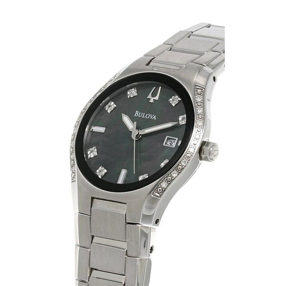 Bulova Black Mop Dial Stainless Steel Women`s Watch 96R132