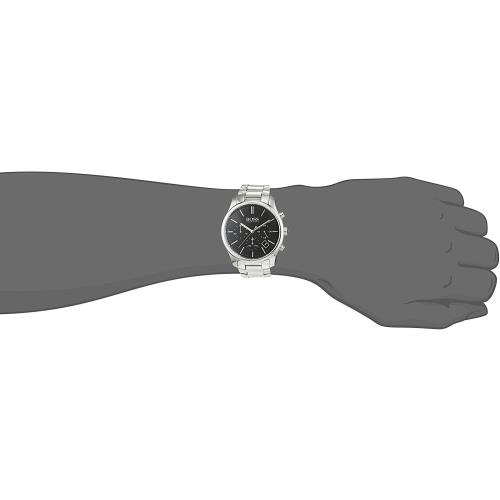 Hugo Boss 1513433 Silver Tone Black Chrono Dial Mens Classic Dress Watch