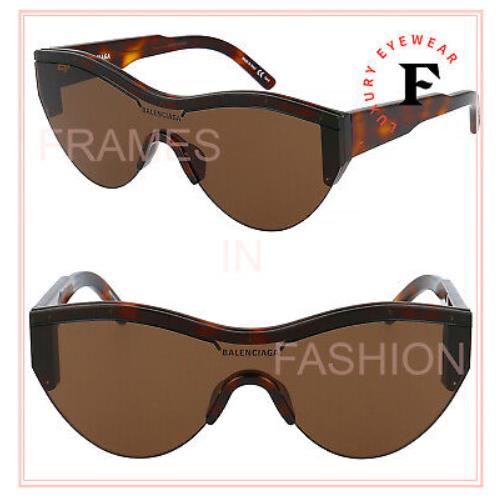 Balenciaga Ski 0004 Brown Havana Shield Mask Fashion Sunglasses BB0004S 007