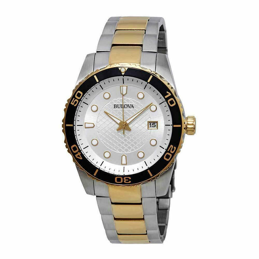 Bulova Men`s Platinum Silver Rotaing Bezel Two-tone Watch 98A198