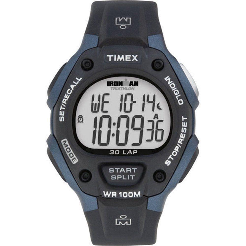 Timex T5H591 Men`s Ironman 30-Lap Resin Watch Alarm Indiglo Chronograph - Band: Black