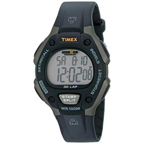 Timex T5E901 Men`s Ironman 30-Lap Resin Watch Alarm Indiglo Chronograph - Band: Black