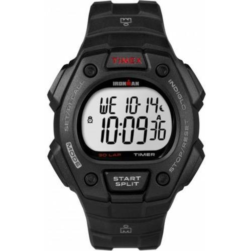 Timex T5K822 Men`s Ironman 30-Lap Resin Watch Alarm Indiglo Chronograph - Band: Black