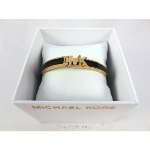 Michael Kors Haute Gold Crystal Black Enamel Bangle Bracelet MKJ7694710