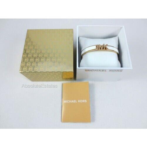 Michael Kors Haute Gold Crystal White Enamel Bangle Bracelet MKJ7696710