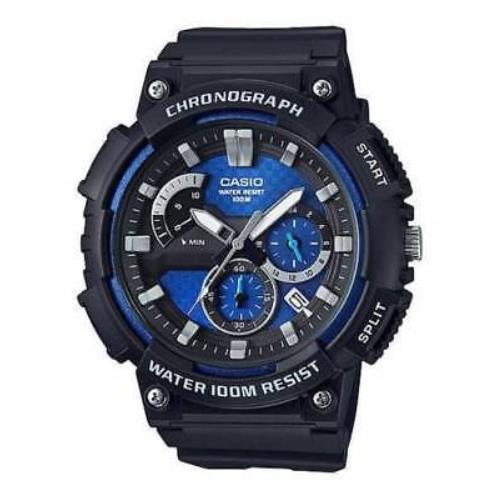 Casio MCW200H-2AV Men`s Chronograph Watch 100 Meter WR Black Resin Date