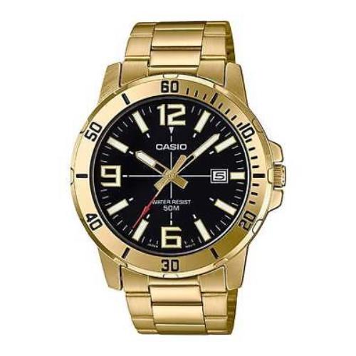 Casio MTP-VD01G-1B Men`s Enticer Gold Tone Black Dial Casual Sporty Watch