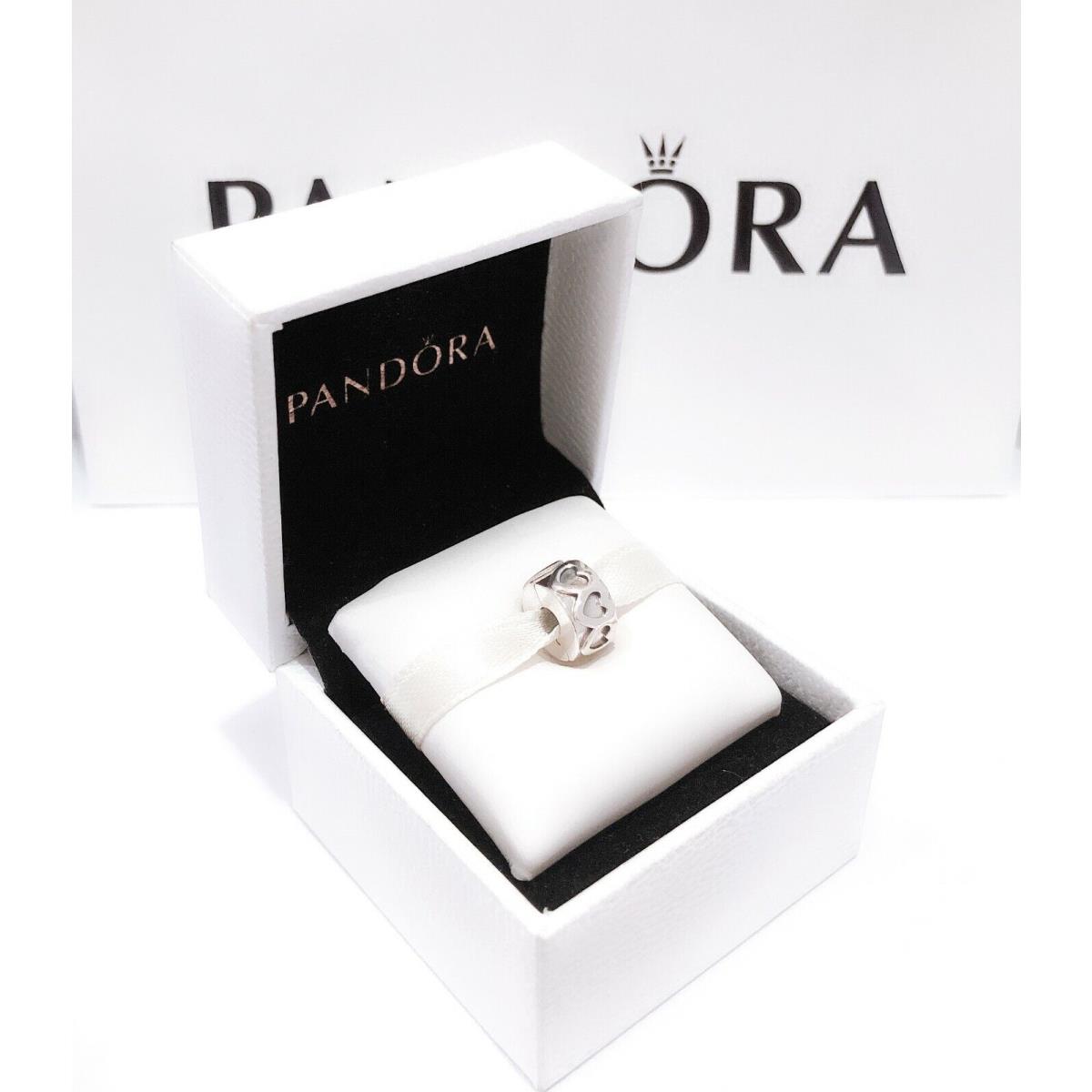 Pandora 925 Ale Silver Row of Heart Clip Charm Pendant 791978