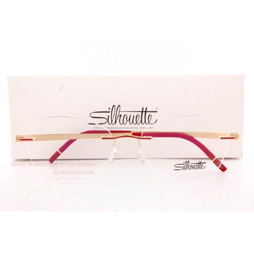 Silhouette Eyeglass Frames Momentum 5529/HD 3020 Gold/siena Red Rimless 53