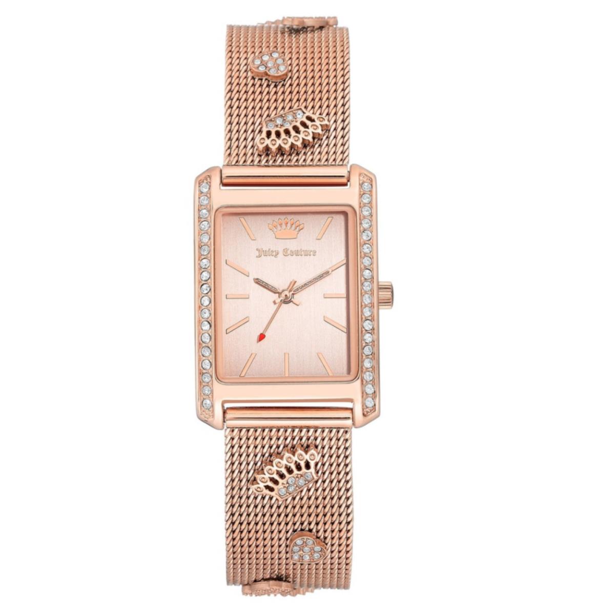 Juicy Couture Womens Rose Gold Watch Mesh Bracelet Swarovski Crystal JC/1088RGRG