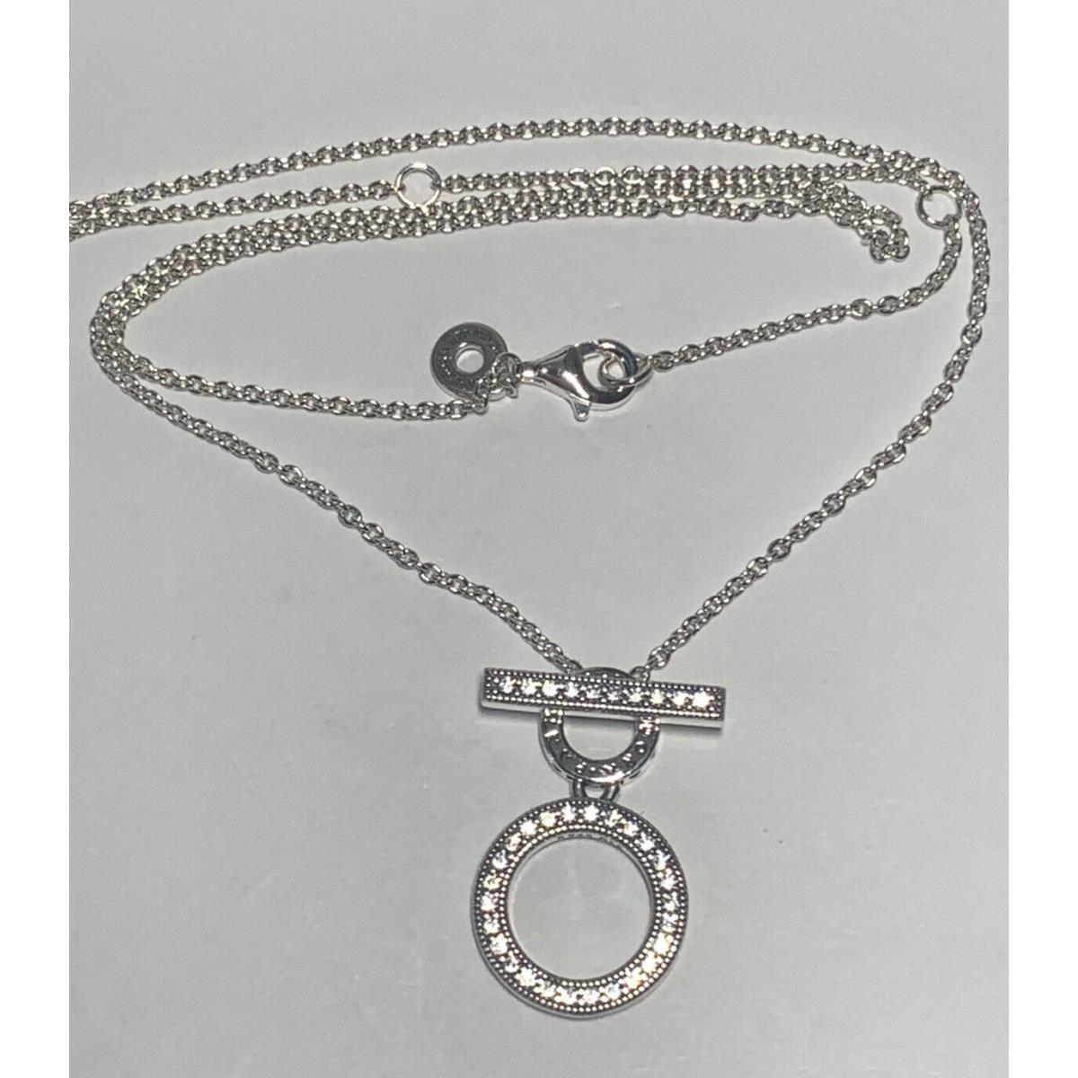 Pandora Double Hoop T Bar Necklace - 50 cm -nwt