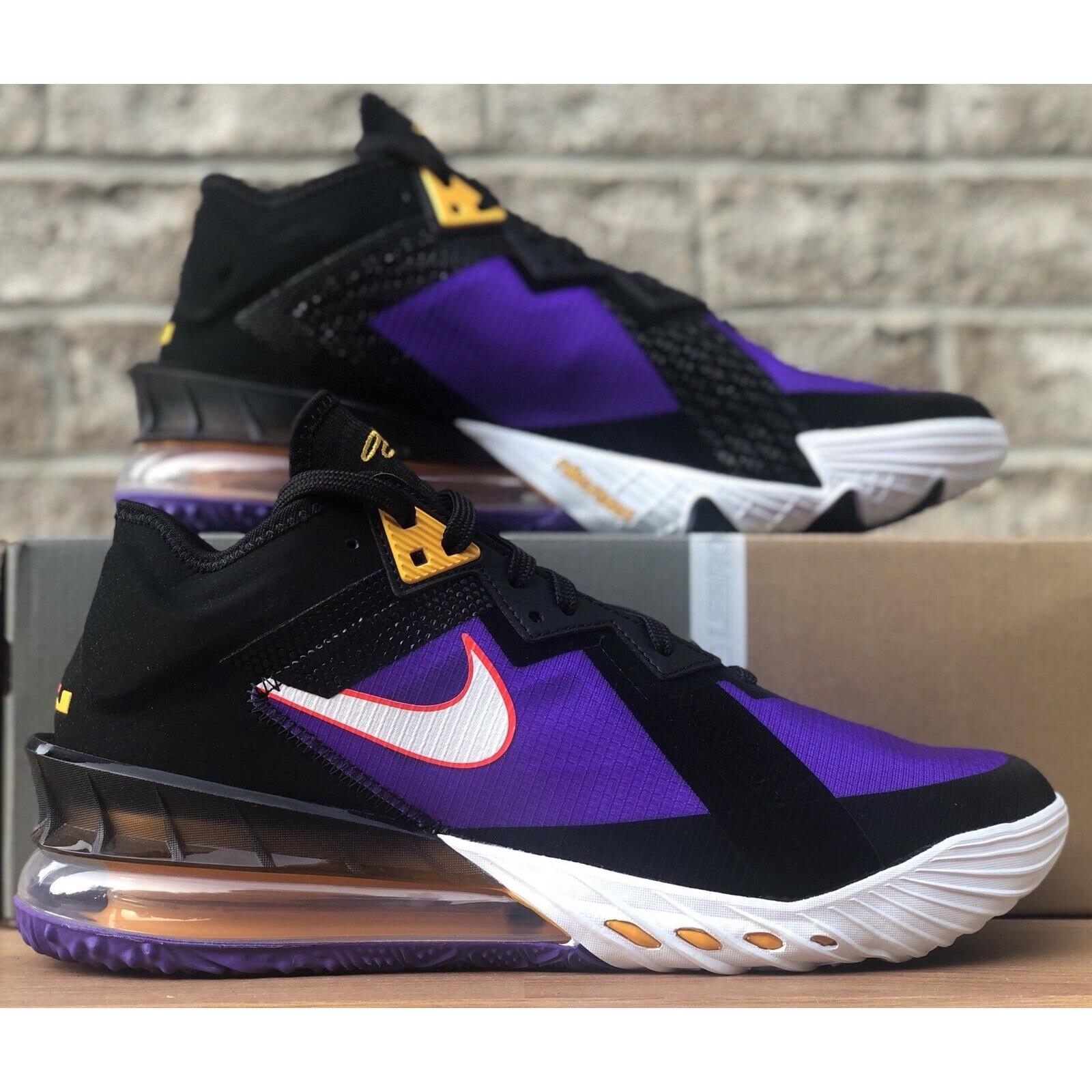 lebron 18 low purple and gold