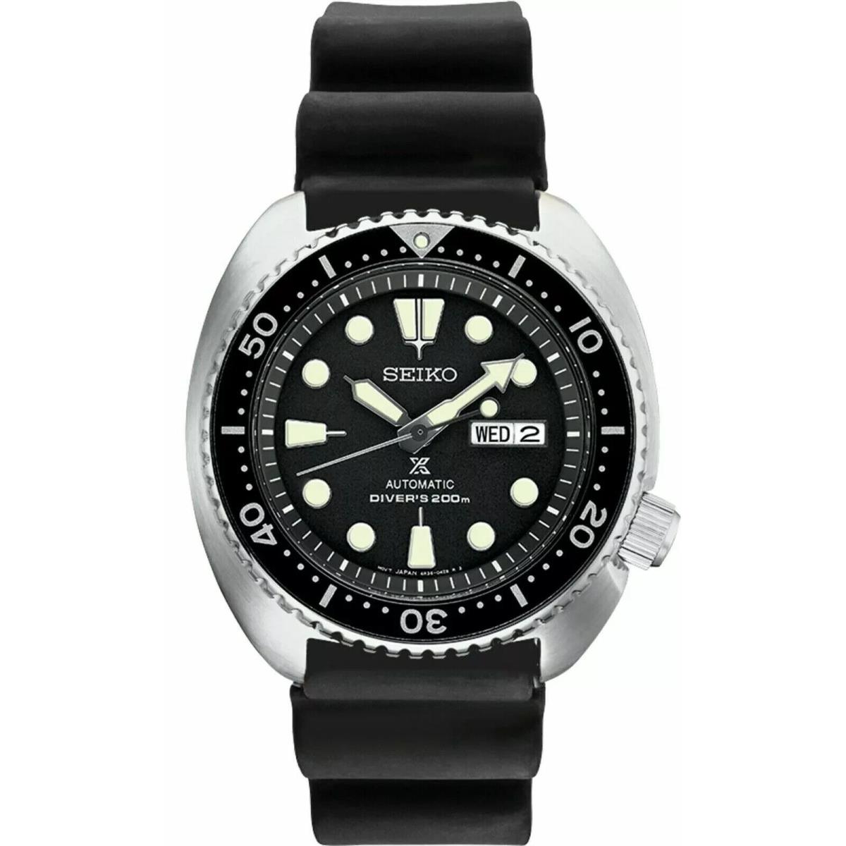 Seiko Men`s Black Watch - SRPE93 Prospex Turtle Silicone Band