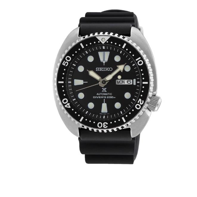 Seiko Turtle Prospex Automatic Dive Black Dial Black Silicone Men`s Watch SRPE93