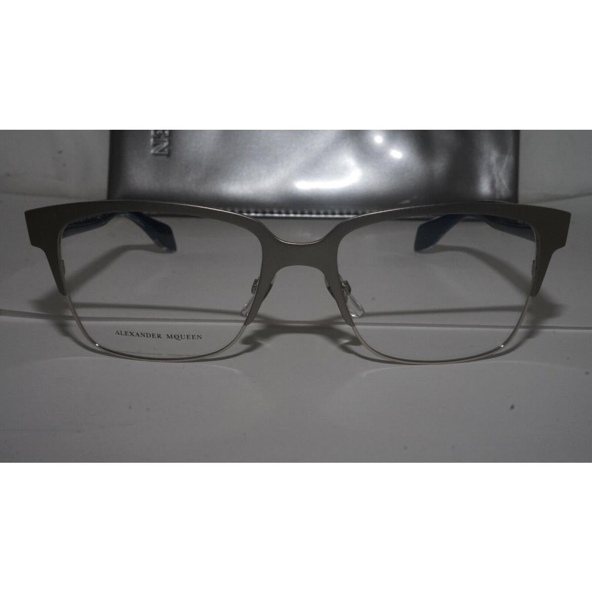 Alexander Mcqueen Eyeglasses Matte Silver Blue Amq 4257 8SN 53 17 140