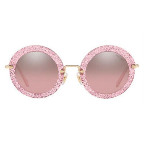 Miu MU 13NS Sunglasses Women Glitter Pink Round 49mm