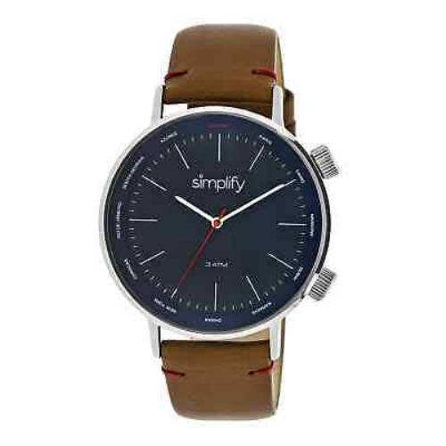 Simplify The 3300 Navy Dial Brown Leather Watch SIM3303