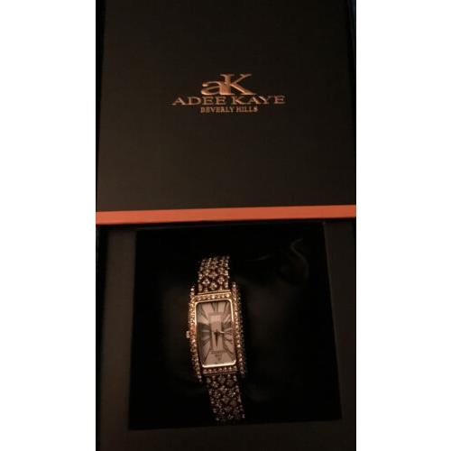 ak Adee Kaye Beverly Hills Gold Tone and Crystal Woman`s Watch Bling