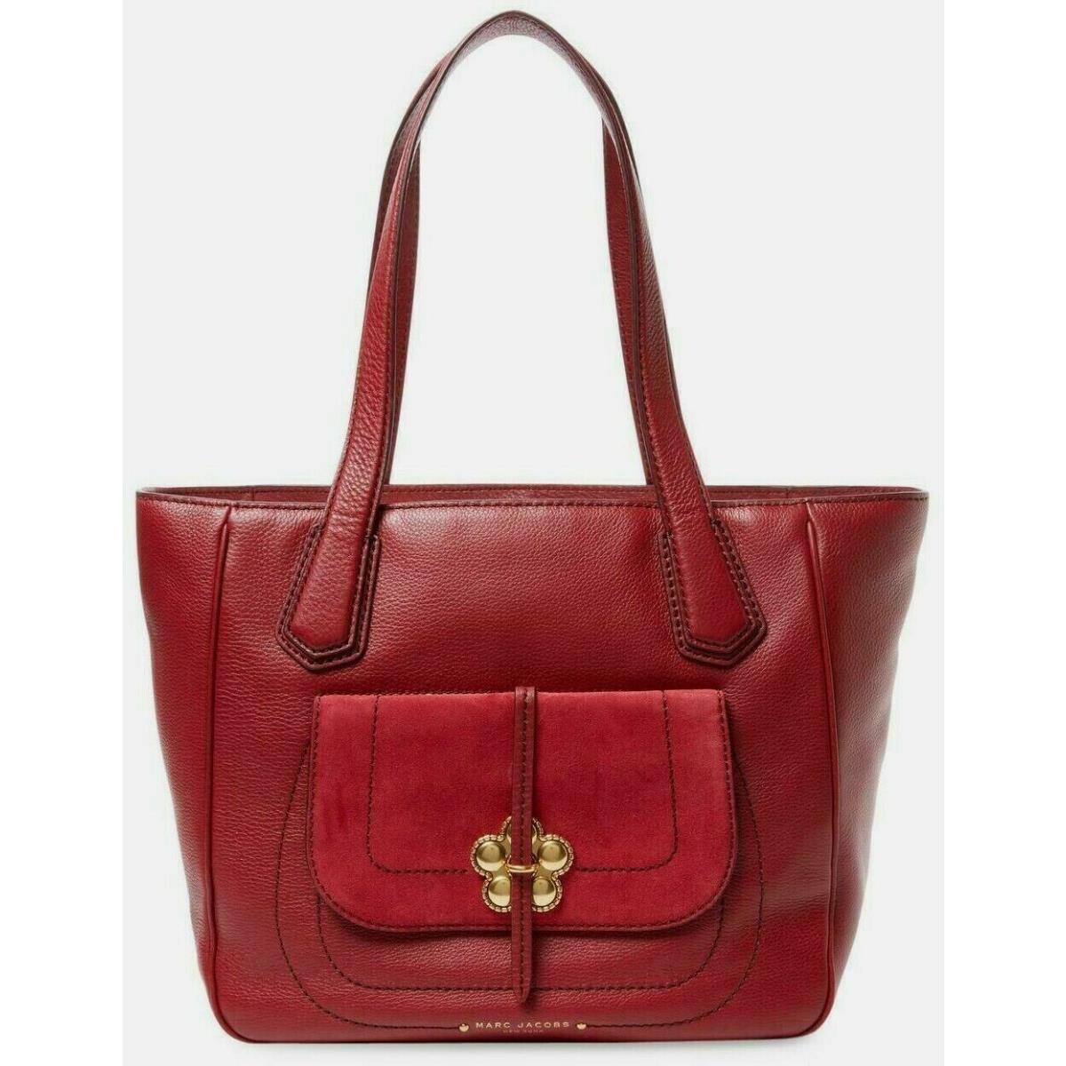 Marc Jacobs Petal TO The Metal Red Zinfandel Leather Shopper Tote Bag