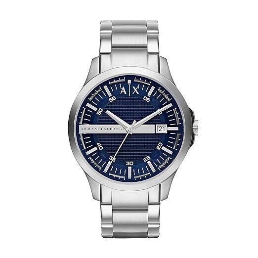 Armani Exchange Men`s Three-hand Date Stainless Steel Blue Dial Watch AX2132