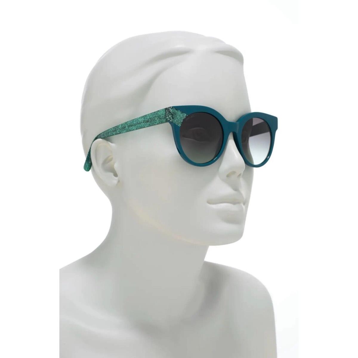 Jimmy Choo Mirta/s Q4S 5M Aqua Glitter Green Grad Grey Cat Eye Sunglasses. 49 mm