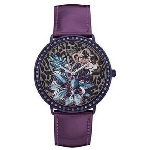 Guess Women`s Shiny Strap Purple Watch Dial Crystal-accented Bezel U0820L3