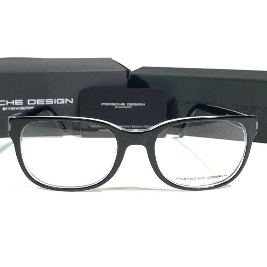 Porsche Design Eyeglasses Frames P8250 A Black Clear Square Horn Rim 55-19-140