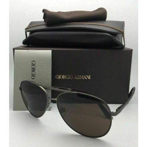 Giorgio Armani Sunglasses AR 6030 3122/73 Gunmetal Aviator with Brown Lenses