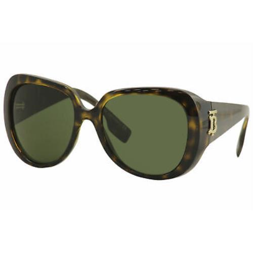 Burberry Women`s BE4303 BE/4303 3002/71 Dark Havana Square Sunglasses 57mm - Havana Frame, Green Lens