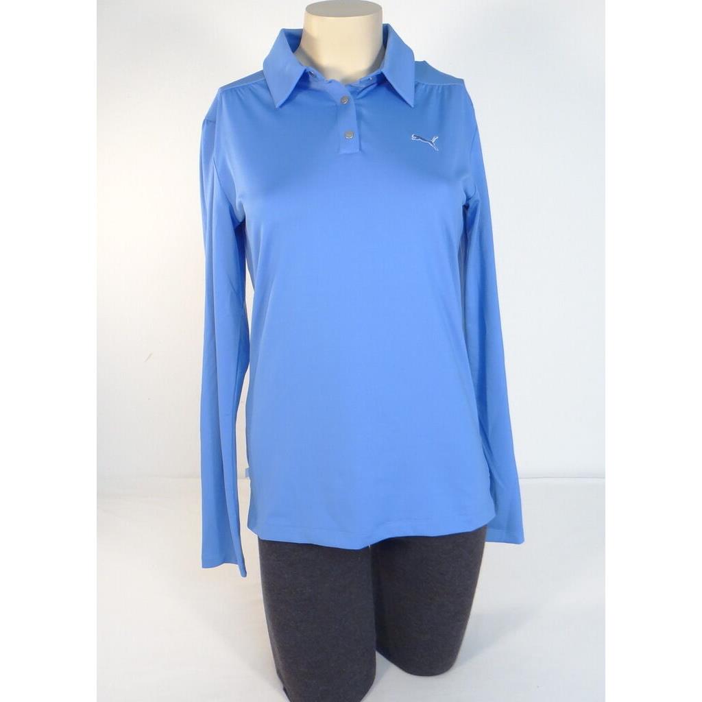 Puma Cell Coolmax Blue Long Sleeve Stretch Polo Shirt Womans