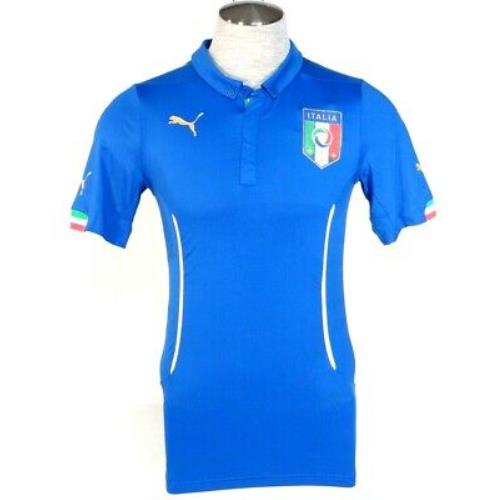 Puma Figc Italia National Football Team Slim Fit Blue Home Shirt Jersey Mens