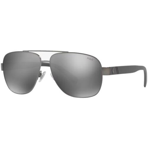 Polo Ralph Lauren Men`s Dark Gunmetal Navigator Sunglasses - PH3110 91576G 60 - Frame: Gray, Lens: Silver