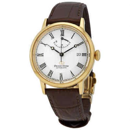 Orient Star Automatic White Dial Brown Leather Men`s Watch RE-AU0001S00B