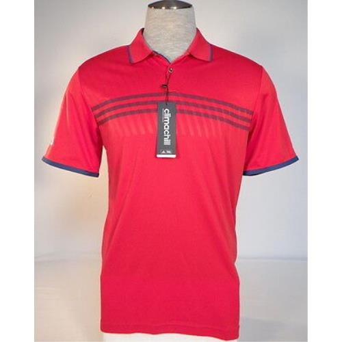 Adidas Golf Climachill Sport Performance Red Short Sleeve Polo Shirt Men`s