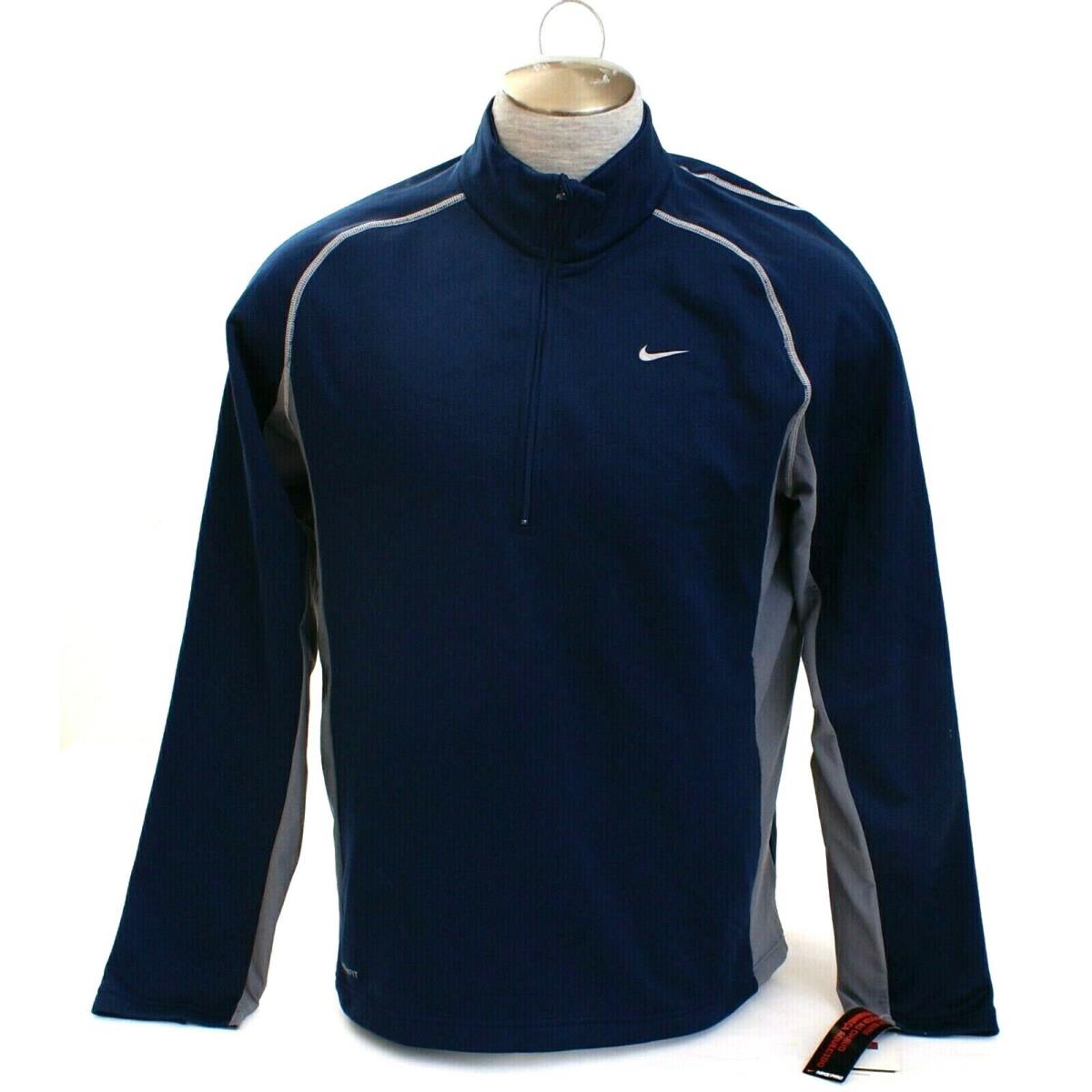 Nike Fit Therma Dark Blue Gray 1/2 Zip Pullover Shirt Men`s