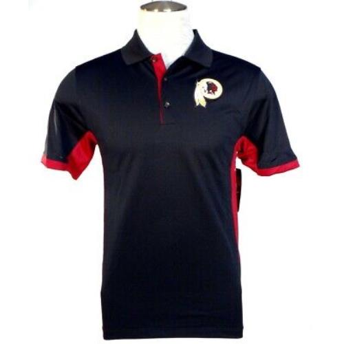 Nike Dri Fit Nfl Washington Redskins Black Short Sleeve Polo Shirt Men`s