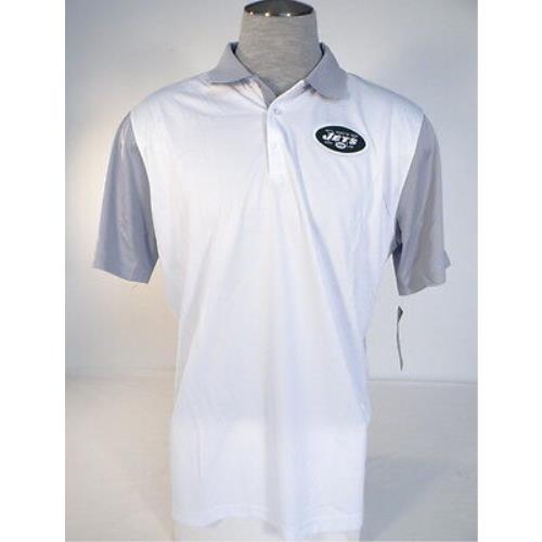 Nike Dri Fit Nfl On Field NY Jets White Gray Short Sleeve Polo Shirt Men`s