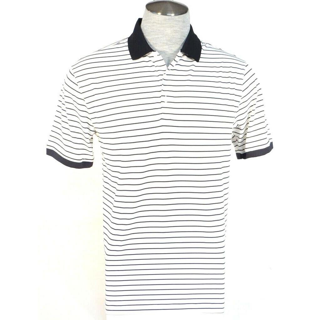 Nike Golf Dri Fit Short Sleeve Polo Shirt White Black Stripe Men`s