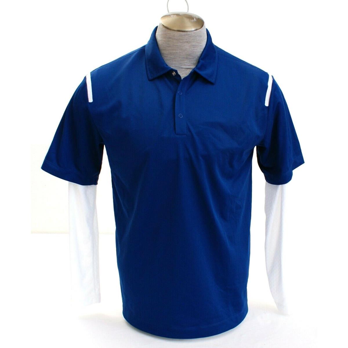 Nike Golf Dri Fit Blue White Long Sleeve Double Layer Shirt Polo Shirt Men`s