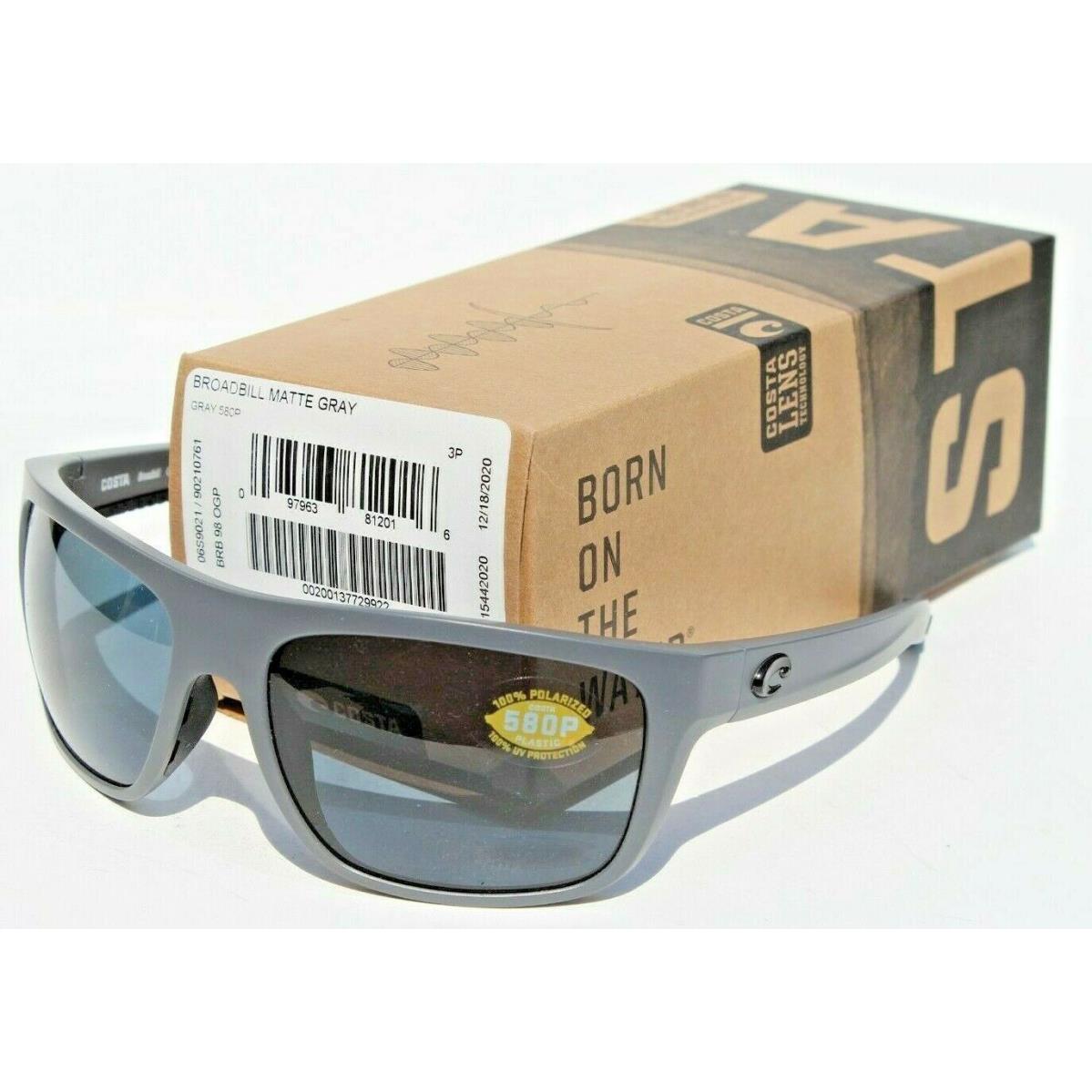 Costa Del Mar Broadbill 580 Polarized Sunglasses Matte Gray/gray 580P